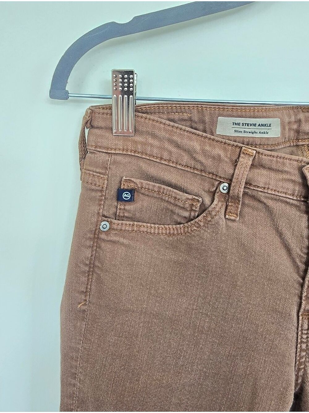 AG Adriano Goldschmied Coffee Brown Stevie Slim Straight Ankle Jeans Size 25R - Picture 2 of 9